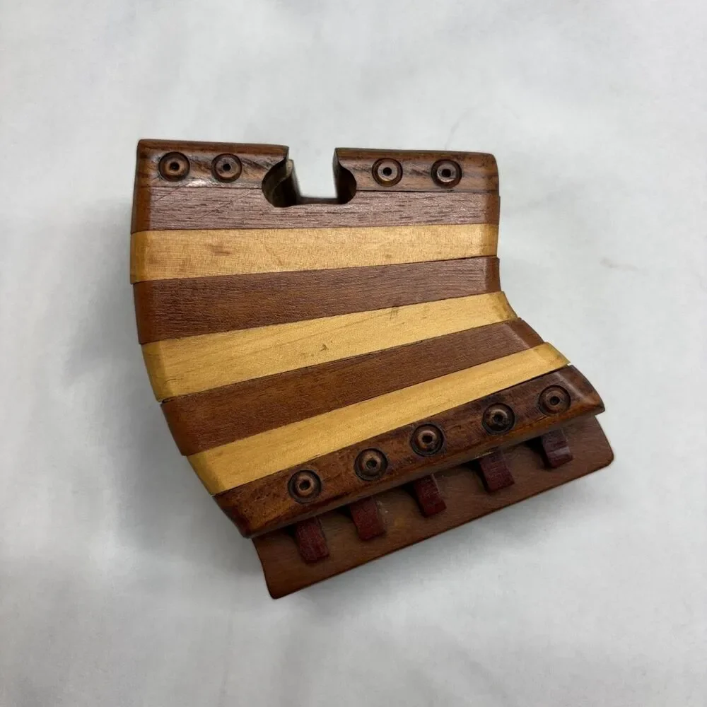 Vintage Wooden Piano / Accordion Secret Puzzle Trinket Box Multi color small